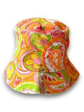 Vintage 1960s Sun Hatter of Florida Bucket Hat Psychedelic Paisley Mod Pink Oran